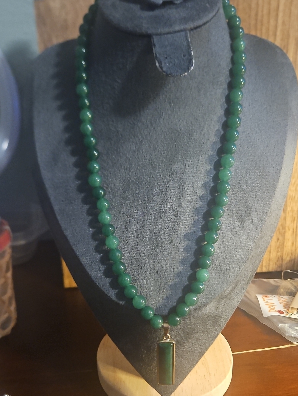 Green Glass Beaded Pendant Necklace - Women Jewelry